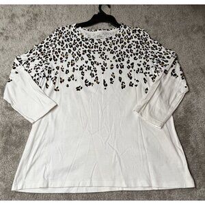 Kim Rogers Womens XL Leopard Print Top‎ 100% Cotton